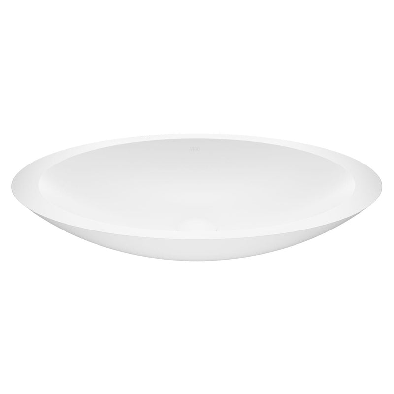 Wisteria Matte Stone Circular Vessel Bathroom Sink/Basin with Deep Bowl, White T4887