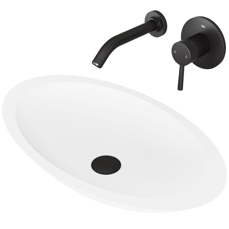 Wisteria White Bathroom Sink Set with Matte Black Olus Faucet L7824