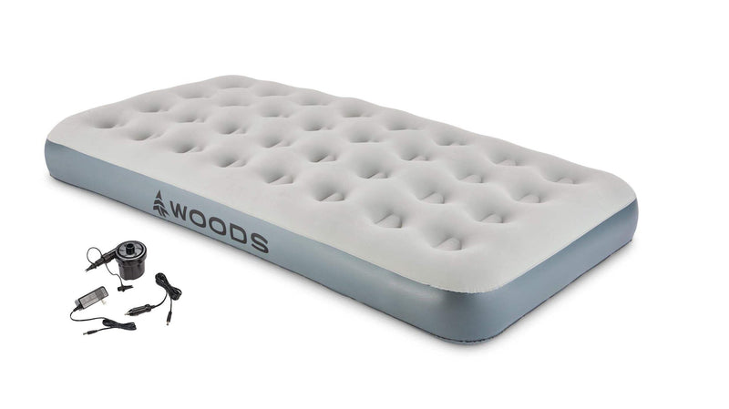 Twin Single-High Inflatable Air Mattress/Airbed, 2-in-1 Pump For AC/Car Outlet, Beige C3057