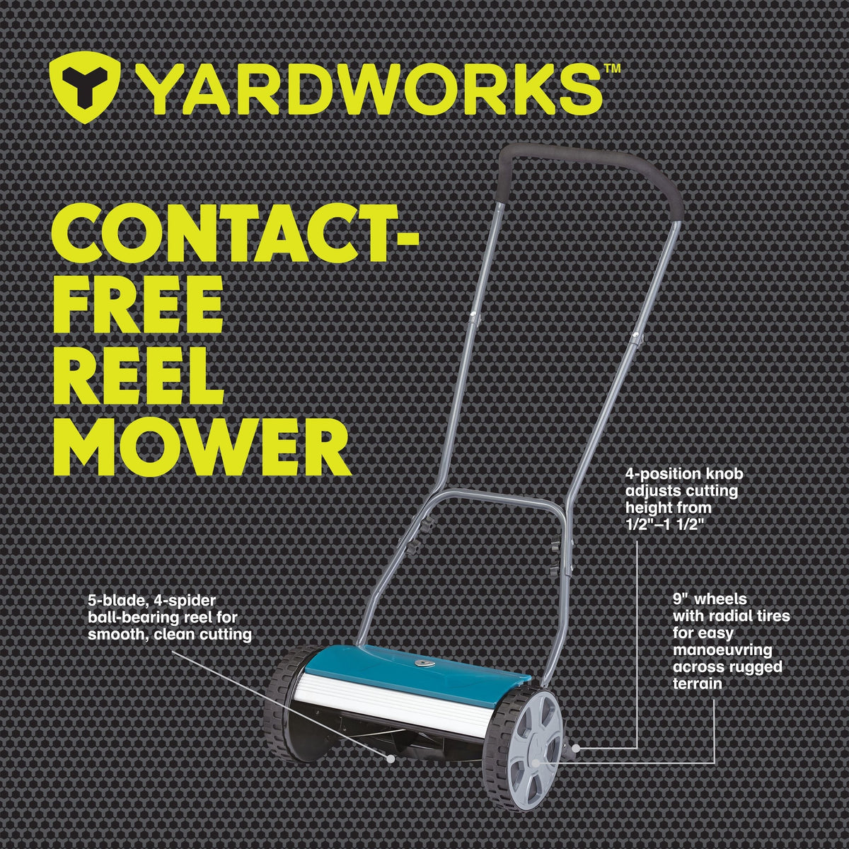 5-Blade Manual Walk Behind Reel Lawn Mower, 14-in