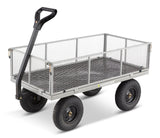 Steel Tray 4-Wheel Mesh Garden/Yard Cart with Removable Sides, 1200-lb